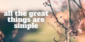All Great Things Are Simple